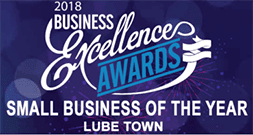 2018 Business of the Year Award. Lube Town + Tire is grateful to be receiving community recognition for their small business.